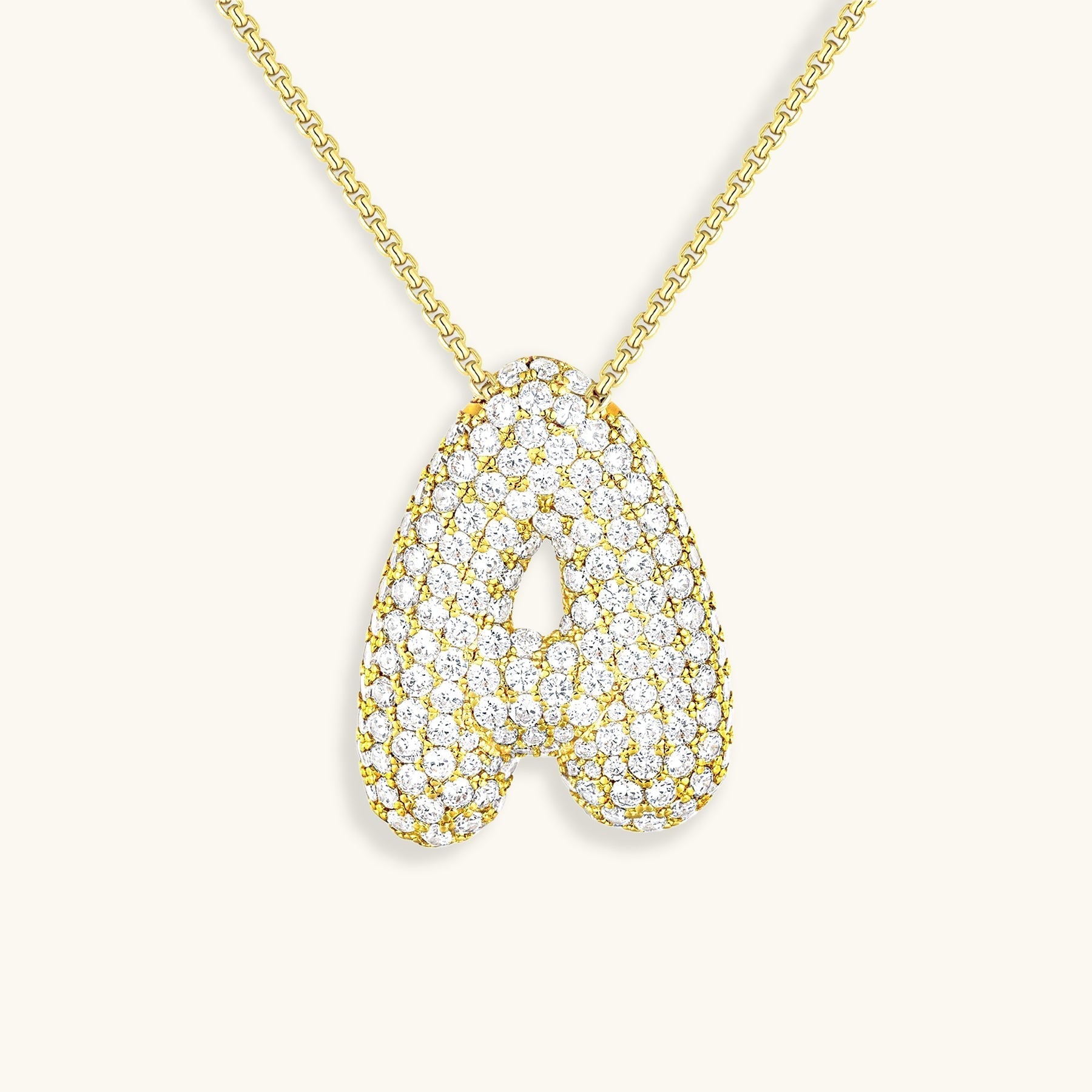 Bubble Initial Diamond Necklace