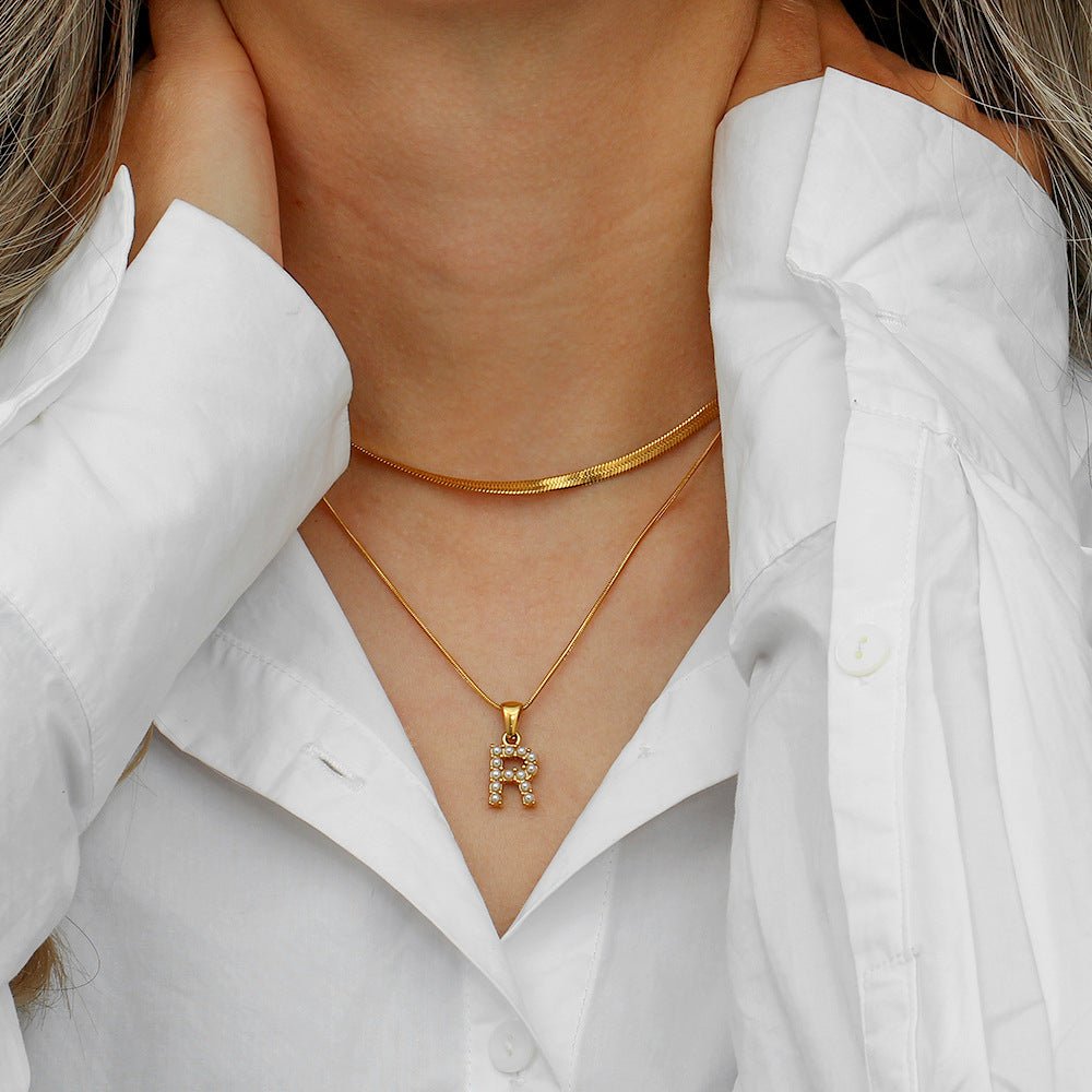 Fiona Layered Gold Initial Letter Necklace