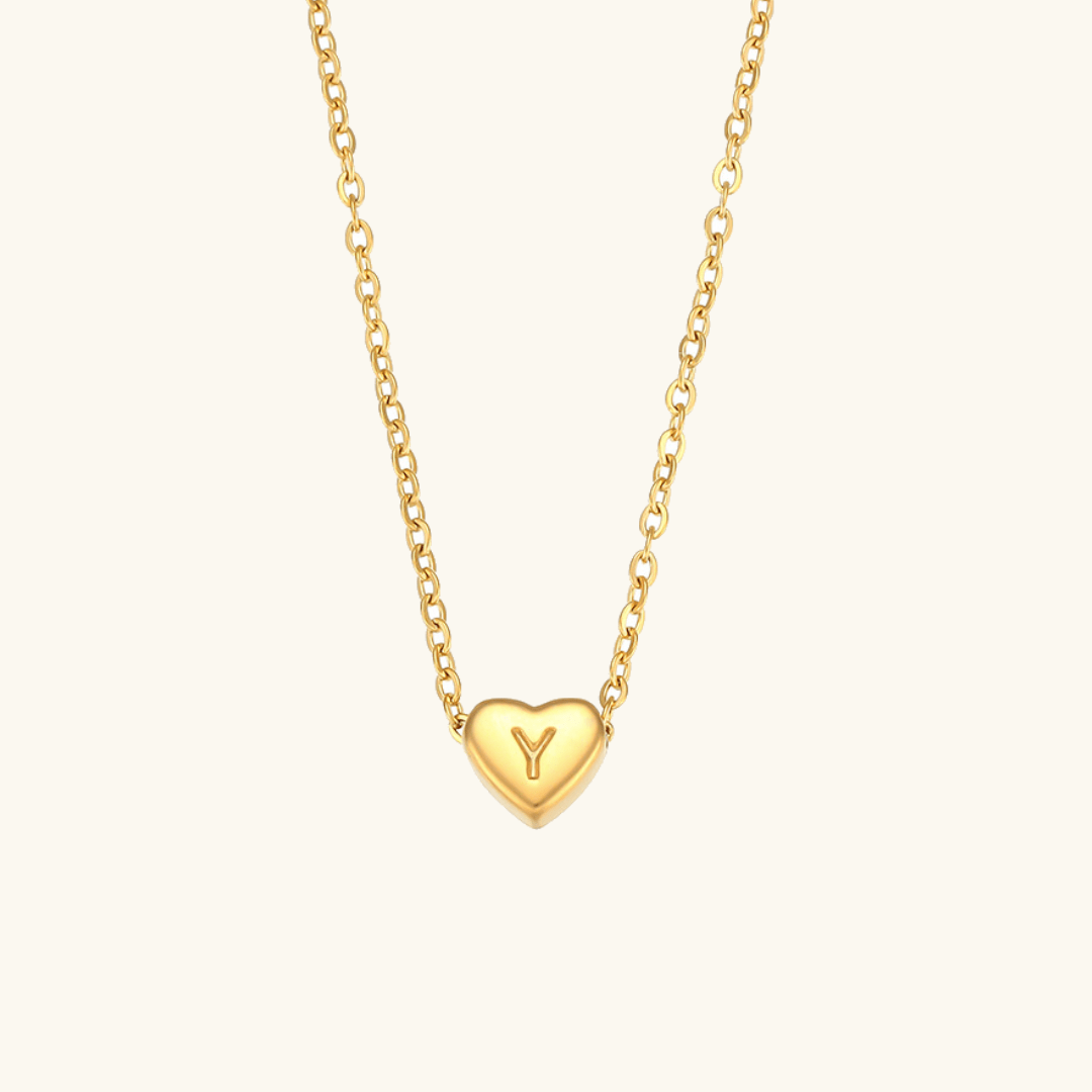 Heart Initial Gold Necklace