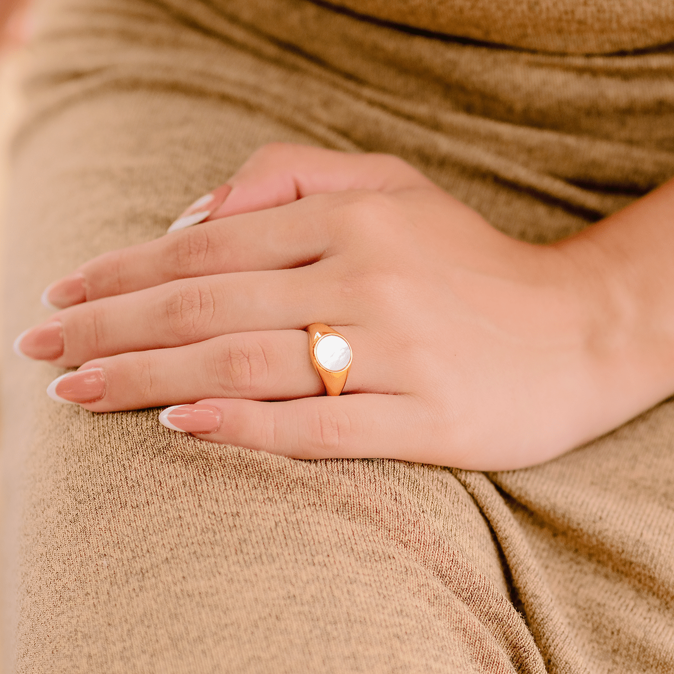 Mother Of Pearl Gold Ring